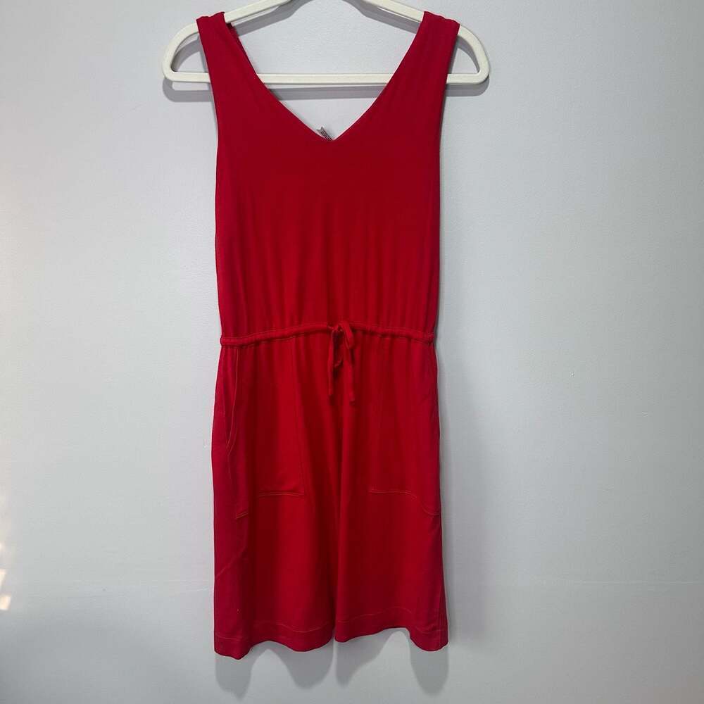 Soma Red V-Neck Sleeveless Knit Dress with Drawstring Waist, Sz S
